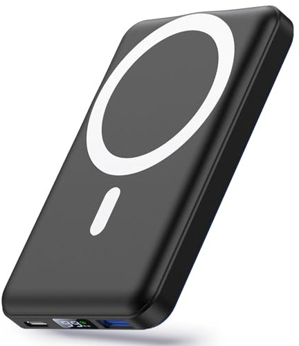 Yiisonger Batterie Externe Iphone, 10000mAh Power Bank Magnétique Charge Rapide 22.5W avec USB-C écran LED Mag-Safe Chargeur Portable Compatible pour iPhone16/15/14/13/12 Series (Noir)