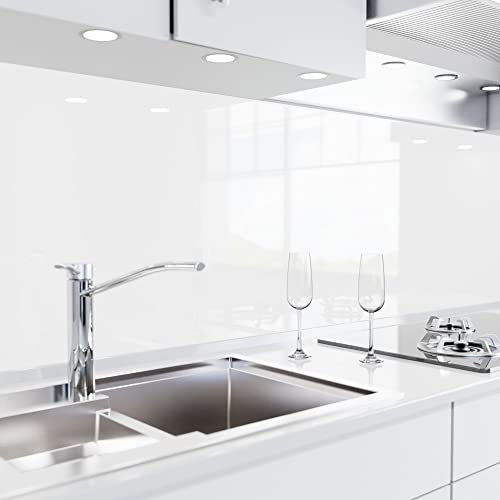 danario Láminas para pared de cocina, autoadhesivo, aspecto de cristal, protección contra salpicaduras, lámina de PET rígida, 0,8 mm, patrón blanco polar, A5