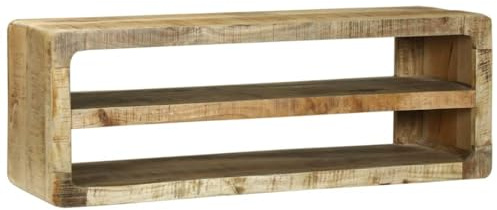 vidaXL TV Cabinet with Shelf Brown 100 x 32 x 36 cm Solid Mango wood | Lots of room for your media, Simple and clean lines to brighten up your decor, Made from tough mango wood that lasts