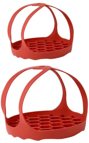 Garneck 2pcs Silicone Pressure Cooker Slings and Egg Steamer Rack Set, Red Silicone Pot Lifters 8 Inch 6.5 Inch for Pressure Pot Cooking and Steam Boiling