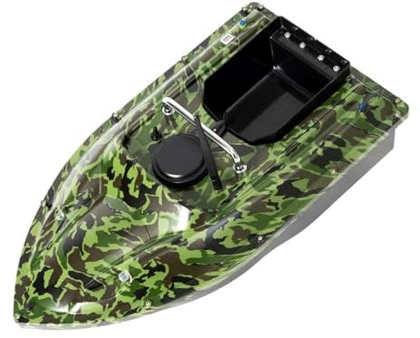 SYNCMH Futterboot Köderboot mit LED-Leuchten, 500m Fernsteuerung Reichweite, 3h Laufzeit, 3.3lbs Köderbehälter, 13000 U/min, Tempomat, für Angeln und Nachtangeln