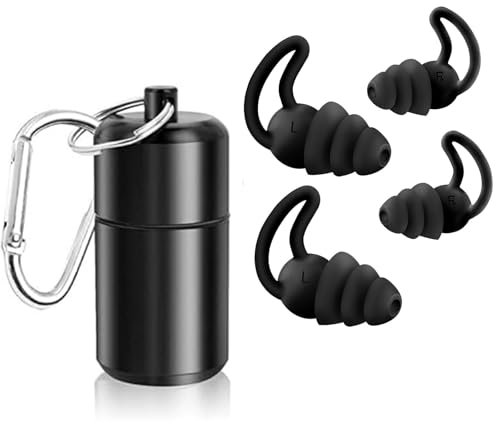 2 Paar OhrstöPsel zum Schlafen, Noise Cancelling Gehörschutz Konzert, Schlaf Ohrstöpsel Schnarchen für die Nacht, Wiederverwendbare Silikon Gehörschutzstöpsel für Seitenschläfer Reisen mit Alu-Box