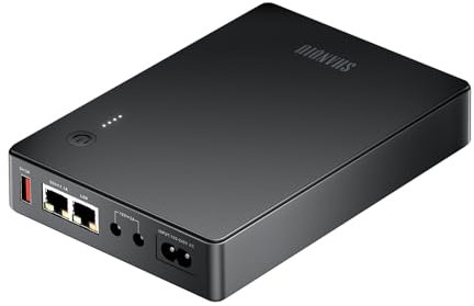 Mini UPS con Gigabit POE per router, modem, telecamera di sorveglianza, ingresso AC uscita 5 V USB 12 V DC e 48 V ~ 55 V POE++