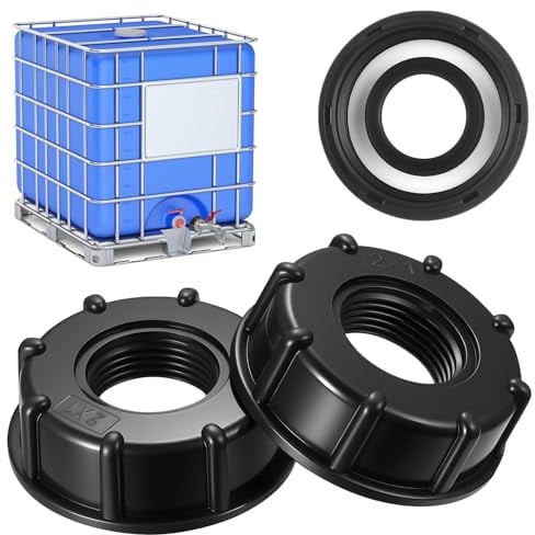 Adattatore IBC 1 Pollice Filettatura Interna, 2 Pezzi Adattatore per Serbatoio IBC S60x6 Chiusura per Valvola con Filettatura BSP da 1 per Container 1000L (Nero)