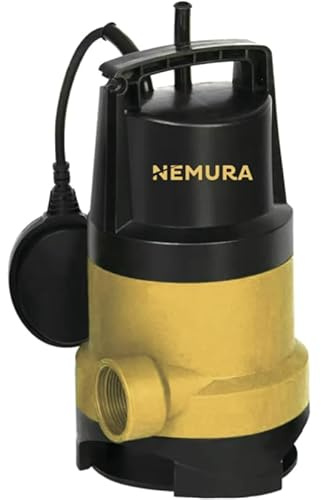 Nemura Pompe Vide-Cave 450W – Débit 8500 L/h - Immersion jusqu’à 7 m - Corps synthétique robuste IPX8 - Évacuation Caves Cuves Garages - Eaux claires et légèrement chargées - Marque Française