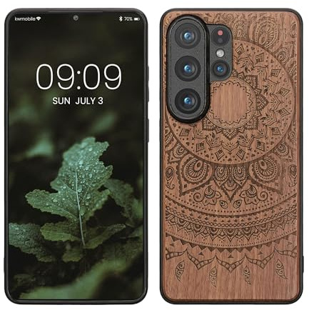 kwmobile Handyhülle für Samsung Galaxy S26 Ultra Hülle Holz - Case mit TPU Bumper - Stoßfestes Hardcase - Schutzhülle Cover in Dunkelbraun