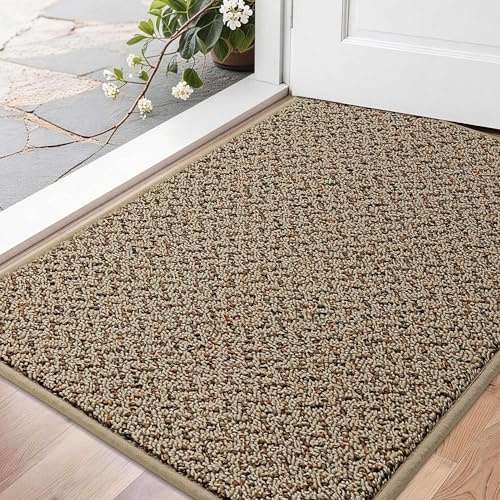 COSY HOMEER Schmutzfangmatte Innen 60 x 90 cm, Taupe | Streift Schmutz und Matsch zuverlässig ab, nimmt Feuchtigkeit auf, rutschhemmende TPR-Rückseite, 1 cm flach und waschbar