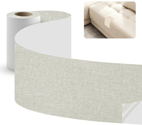 Hexizexi Flicken Selbstklebend Stoff 10x300cm Stoff Reparaturset Beige | Leinenstoff Patches Selbstklebend Stoffflicken Selbstklebend Reparaturflicken für Möbel Autositze Sofa Vorhang Bürostuhl