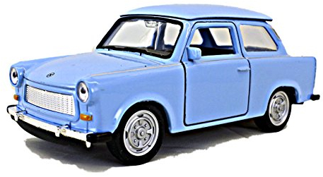 Schaepers Kaleidoskope Modellauto / Trabi / Trabant 601 / mit Rückzugantrieb /1:36 / ca. 11 cm / 3 Farben / Türkis / Grün / Weiss / Zufallsauswahl / Trabi