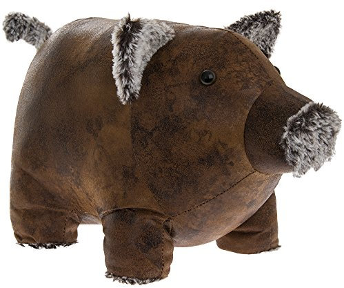 Lesser & Pavey Faux Leather Piggy Doorstop, Brown, one size