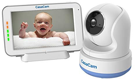 CasaCam Monitor de video para bebé BM200 con pantalla táctil de 5 pulgadas y cámara HD Pan & Tilt, audio bidireccional, canciones de cuna, luz nocturna, visión nocturna automática y capacidad de