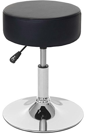 Mendler Hocker HWC-C22, Sitzhocker Schminkhocker, höhenverstellbar Ø 35cm - Kunstleder, schwarz