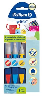 Pelikan griffix 3er Pinsel-Set, mit 2 Borstenpinseln (Größe 12, Größe 6), sowie 1 Haarpinsel (Größe 6), mit Pinselband