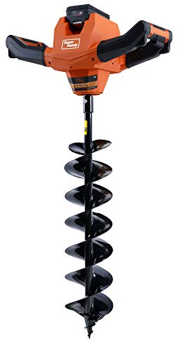 SuperHandy Electric Auger Cordless Power Head Heavy Duty Eco-Friendly w/Steel 6x30 Earth Auger Lithium Ion Battery & Charger for Earth Burrowing/Drilling & Post Hole Digging (Earth Auger 6 Set)