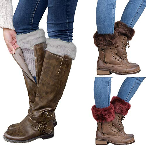 Kaxich 3 Paar Damen Winter Stricken Stulpen Socken Beinlinge Verdicken Legwarmers Warm Stiefelsocken Strickstiefel Beinstulpen Beinwärmer Boot Abdeckung