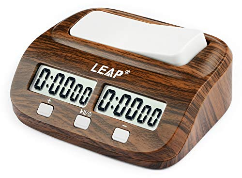 LEAP Reloj de ajedrez digital profesional para juegos de mesa, temporizador con función de alarma (tienda oficial) aspecto de madera