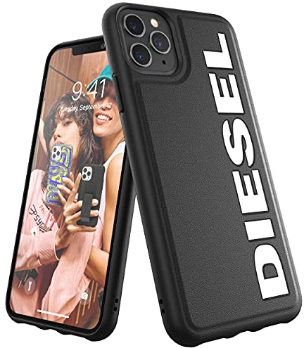 Diesel Handyhülle Designed für iPhone 11 Pro Max Hülle, Geformter Kernbereich, stoßfest, falltestgeprüfte Schutzhülle mit erhöhtem Rand, Schwarz/Weiß, 41983