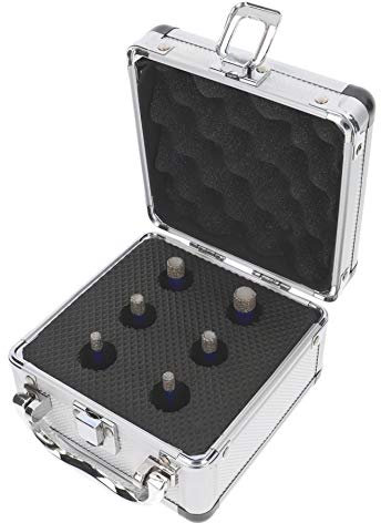 PRODIAMANT set di punte diamantate per piastrelle in gres fine a secco 6 pezzi 2x 6 mm, 2x 8 mm, 10 mm, 12 mm x M14 punta per piastrelle per smerigliatrice angolare con custodia