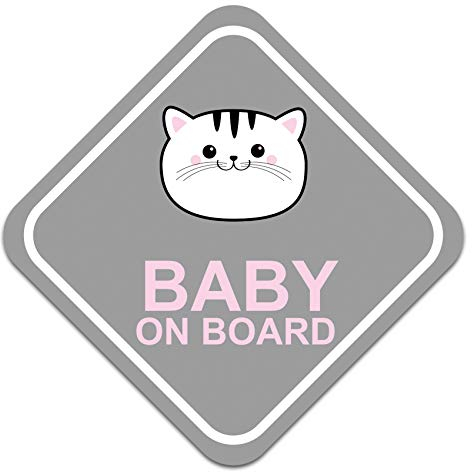 Baby on Board Aufkleber Auto 10x10cm Tier Motiv Sticker Autoaufkleber für Heckscheibe Kofferraumdeckel Kfz Zubehör Selbstklebend Wetterfest R127 (Nr. 7 Katze)