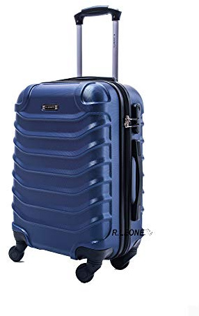 R.Leone Valigia EasyJet 45x36x20 cm Trolley Bagaglio a mano in ABS 4 Ruote (Blu, 2026 Valigia 50x33x19,5 cm)