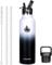 XACIOA Water Bottle Stainless Steel with Straw -for Hot/Cold Drinks 500/750/1000ml Vacuum Insulated Flask Leak Proof Drink Sport,BPA Free - with 2 Replacement Lid and Straw Brush