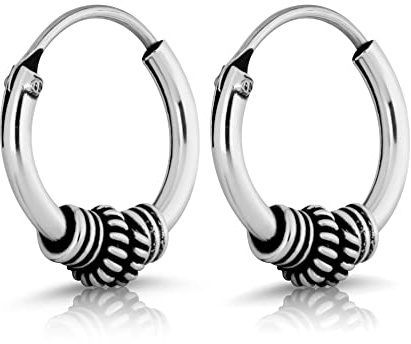 NKlaus Paar Ø 10mm Bali Creolen 1,5mm Keltisch 925 Sterling Silber Herren Gothic 4385