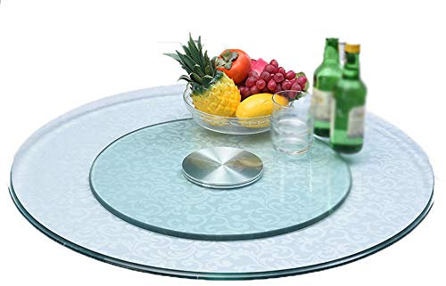 ZXFDMSWJ Runder Drehteller aus gehärtetem Glas, Lazy Susan Serving Turntable, Drehplatte für den Esstisch in der Küche, Lager aus Aluminiumlegierung, 10 mm dick, explosionsgeschützt
