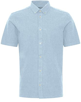 CASUAL FRIDAY CFAnton fil a fil Shirt Herren Kurzarmhemd Herrenhemd Hemd Button-Down-Kragen Unifarben Regular Fit, Größe:S, Farbe:Chambray Blue (154030)