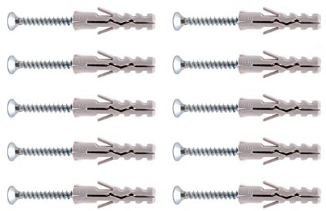 BSSTORE 10 Fisch.er Tasselli a Espansione in Nylon Ø8x40mm con Vite Ø5x50mm - Ideali per Fai da Te, Bricolage