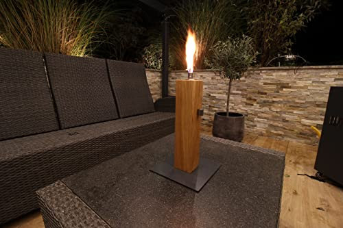 Gartenfackel aus Eiche - Nachfüllbar - Handarbeit - Terrassenfackel / Ölfackel / Balkonfackel inkl. Kindersicherung und Glasfaserdocht (anthrazit, 40cm)