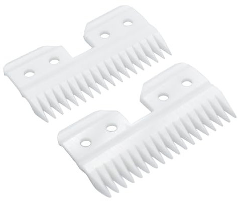 Professionelle Ersatzklingen mit 18 Zähnen, bewegliche Schneidklinge aus Zirkonia-Keramik, kompatibel mit abnehmbaren Klingen im A5-Stil von Oster Andis, Fast Feed-Tierschermaschine (Weiß, 2)