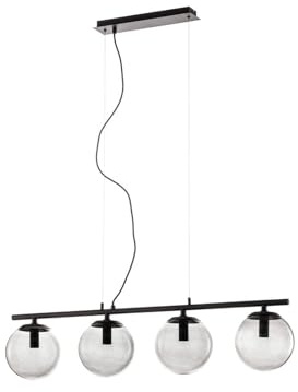 Lucande Pendelleuchte Sotiana (Design, Modern) in Schwarz aus Glas (4 flammig E14) - Design-Hängeleuchte Esstischlampe Hängelampe Hängeleuchte Wohnzimmerleuchte