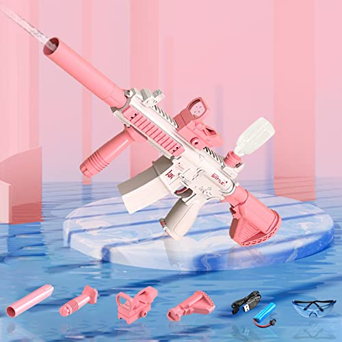 Elektrische Wasserpistolen, EIN-Knopf-Automatik Wasserpistole Mit Doppelten Wassertank, 32 Fuß Reichweite, Wasserpistole Spielzeug Für Erwachsene Kinder Draussen Pool Strand Party (Rosa)