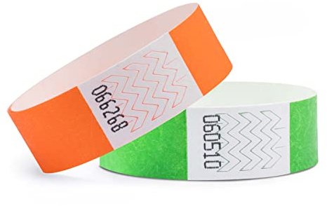 linie zwo ®, Pack of 1000 Wristbands 19 x 254 mm, Neon Orange (500 Pieces) + Neon Green (500 Pieces)