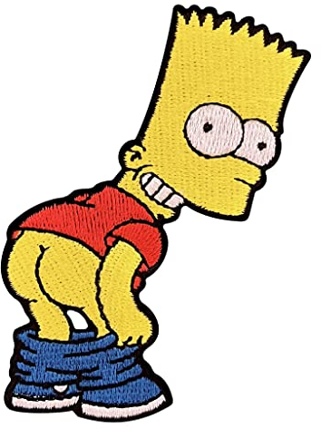 Urbanski Patch Bart Simpson zeigt Po zum Aufbügeln 8 x 6 cm | Aufnäher Applikation Bügelbild