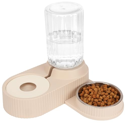 Belle Vous 2-In-1 Cat Food And Water Bowl Set - 1.8L/60oz Capacity Waterer - Food Bowl for Large & Small Dogs, Cats, Kittens and Puppies - Easy-to-Clean - Suitable for Wet or Dry Food