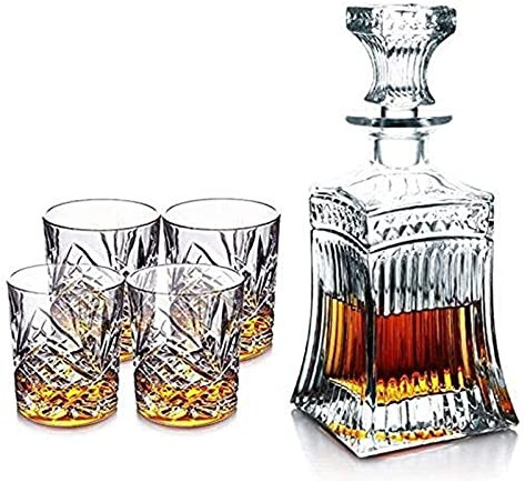 Decanter Whiskey Decanter Wine Decanter Whiskey Decanters, Set of 4 Glasses and Gift Claret Jug Sets(OneColor B)
