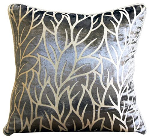The HomeCentric Paloma Grun Kissen Decken, Blatt Entwurf Tropical Theme 2 Stück, 50x50 cm Wurfkissenbezug, Blumen Zeitgenossisch Werfen Kissen Decken, Platz Burnout Velvet Kissen - Paloma Gray Leaves