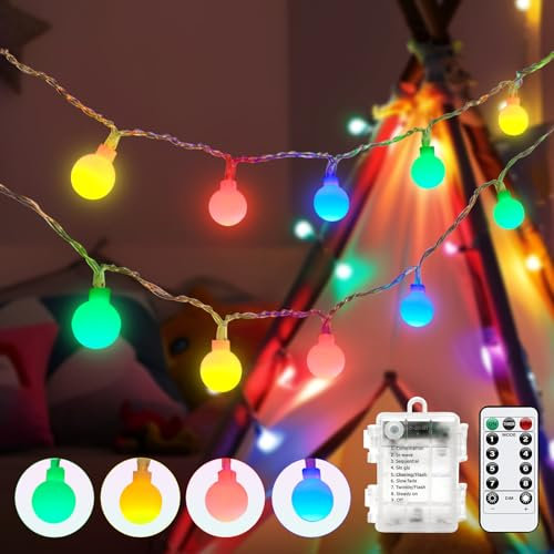 ANJAYLIA 64 LED Globe String Lights Battery Operated