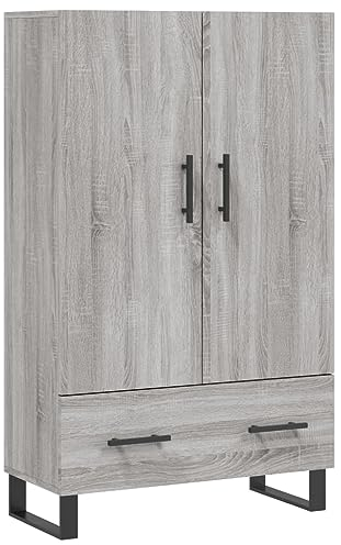 vidaXL Highboard, Sideboard mit viel Stauraum, Mehrzweckschrank mit Metallbeinen, Kommode Schrank für Wohnzimmer, Modern, Grau Sonoma Holzwerkstoff
