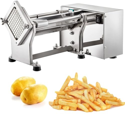 Coupe-Frites électrique, Coupe-Pommes de Terre électrique Professionnel, Chipper de Pommes de Terre en Acier Inoxydable avec Lame 7mm 10mm 14mm Lames