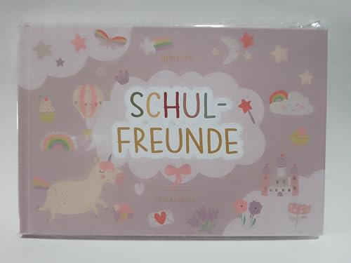 BIROYAL Freundebuch für Kindergarten, Grundschule |Einhorn Freundebuch für Junge und Mädchen |21 * 14 cm Hardcover mit 120 Seiten zum Ausfüllen für Deine Freunde
