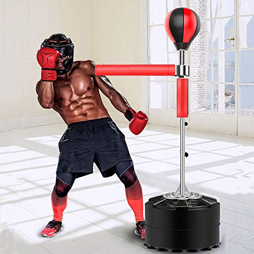 Boxsack Stehend,Punching Ball Erwachsene Mit 360 ° Reflex Bar, Boxball Reaktion Ziel Rotierende Vertikale Stick Ziel Haushalt Ausweichen Training,Stand Boxsack,Profi Verstellbar Hohe 120-190CM