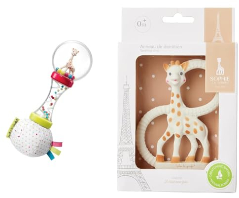 Sophie la Girafe – Rassel Weiche Maracas Sophie la Girafe – Musikinstrument – Weckspielzeug für Babyhände – Fördert die motorischen Fähigkeiten und das Erwachen Ihres Kindes & Beißring WEICH, 010318