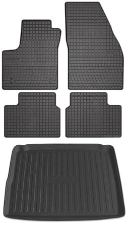 OMAC Fußmatten & Kofferraumwanne Set kompatibel mit Opel Meriva B 2010-2017 Gummi Schwarz 5X