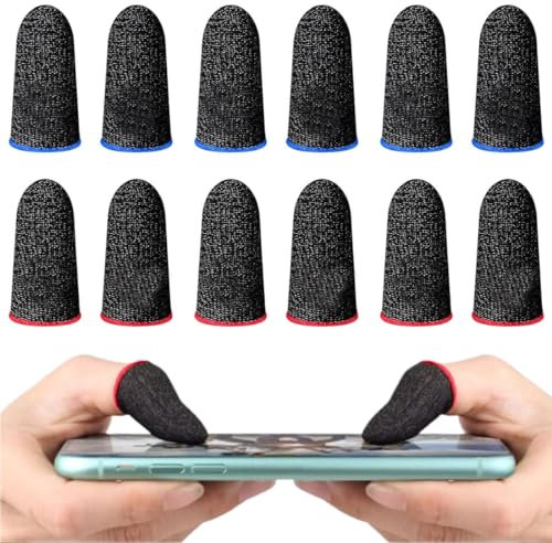 PNPGDYK 6Pairs Mobile Gaming Finger Sleeves, Thumb Gaming Gloves, Anti-Sweat Breathable Finger Sleeves Breathable Pro Gaming Finger Gloves Perfect for PUBG, Mobile Gaming
