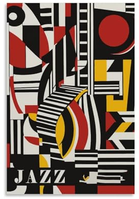 CTATOGE Jazz-Musik, Vintage-Reise-Poster, Leinwandbild, Wandkunst, Bild, Heimdekoration, Druck für Schlafzimmer, Wohnzimmer, 30 x 45 cm, ungerahmter Stil