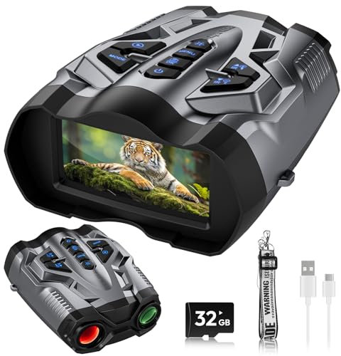 WISHBETY Night Vision Goggles,4K Night Vision Binoculars for Adults,3.5 Inch Screen,9 Levels IR Mode and 10X Digital Zoom for Outdoor Enthusiasts and Animal Watchers,32GB TF Card for Photos and Videos