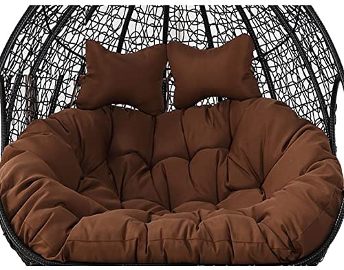 Egg cushion Double Hanging Swing Lounge Chair Soft Deep Cushion, Outdoor 2 Seater Swing Chair Pad with Ties,Fully Filling, Not Collapse(Coffee)