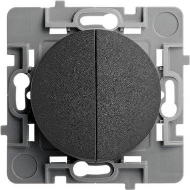 DEBFLEX - Casual Evo - Interruptor Conmutador Doble - Interruptor de Pared con Dos Botones - Instalación Rápida - ABS - Instalación Empotrada - Negro -76 x 76 x 34 mm